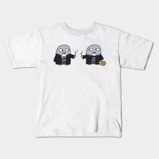 Duelling Wizard Penguins Kids T-Shirt